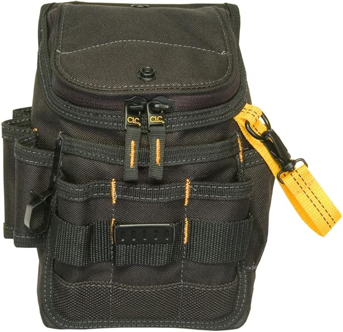 CLC Custom Leathercraft 1524 Ziptop Utility Pouch, Medium, Black, 11 Pockets