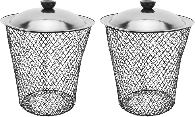 Totority In-ground Worm Composting Bins 2pcs High-Strength Metal Soil Enricher with Lids - Aerated Underground Composter for Garden Waste & Kitchen Scraps - Sustainable Backyard Recycling System