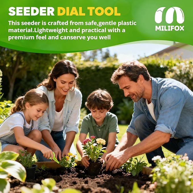 2 Pack Seed Dispenser, Adjustable Hand Seeder with 5 Hole Size 0.12"-0.39" & Storage Setting, Lightweight Mini Seed Spreader for Flowers Vegetables Seedling Tray