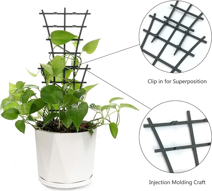 Feitore Plant Trellis Indoor, 6Pcs Stackable Plant Trellis for Climbing Plants Indoor, Small Plant Climbing Trellis for Potted Plants Plastic Climbing Plant Support Trellis for Houseplant Hoya Pothos