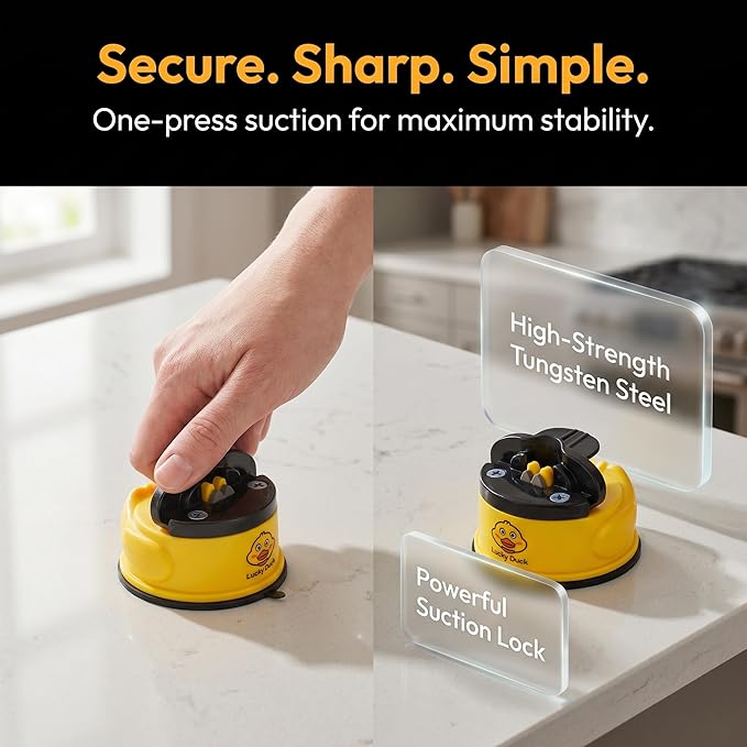 Hands Free Knife Sharpener，with suction cup，portable，tungsten Carbide，quick Sharpening，suitable for home use, camping, hiking