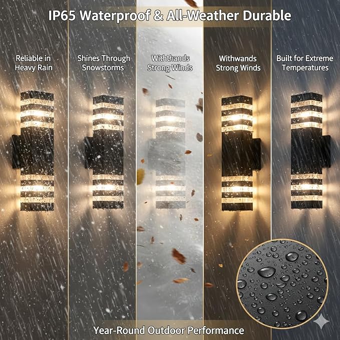 16Pack 15inch LED Square Up & Down Wall Lights,14W Outdoor Wall Light 4000K Day White Aluminum Body Waterproof IP65 LED Exterior Light Fixtures Wall Mount for House Patio Garage Garden.
