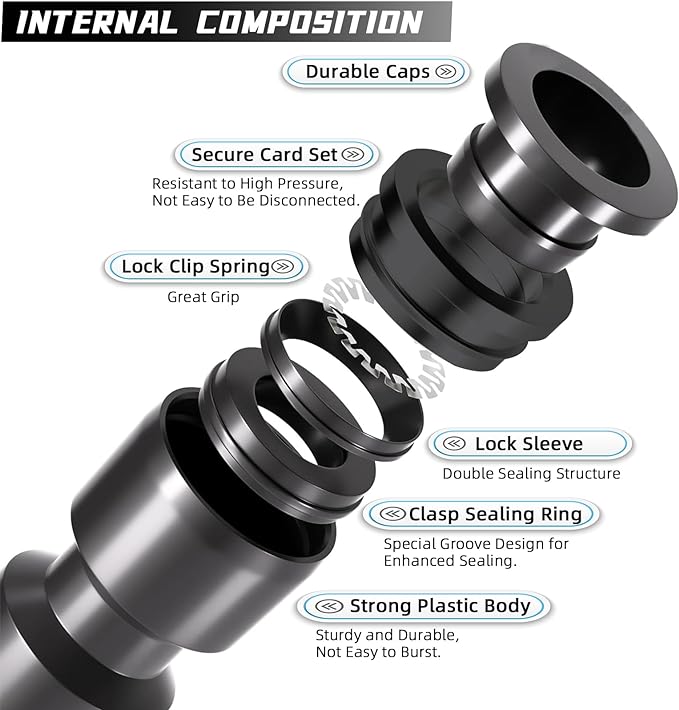 5 Pack Quick Connect 1/4" Drip Irrigation Shut Off Valve, Universal Drip Irrigation Tubing Coupling Valve, Leak Free Connector Locking Fitting for Sprinkler or Drip Irrigation System