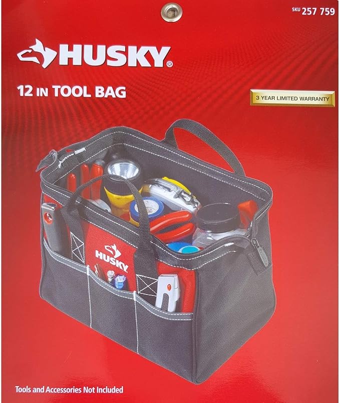 Husky 12 Inch Contractor’s Multi-Purpose Water-Resistant Tool Bag