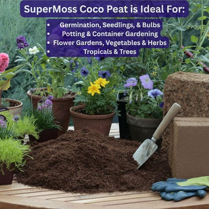 SuperMoss (23274) Coco Peat Soil, Small Bale (2.33 ft3) Natural Brown