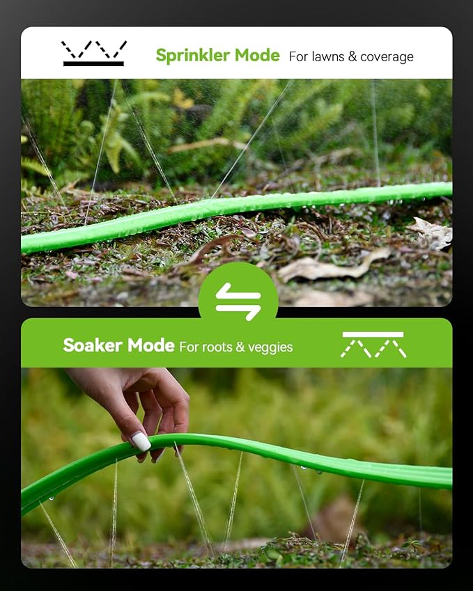 RAINPOINT Sprinkler Hose with Holes 100FT, Flat Soaker Hose with Stakes, Lightweight Water Irrigation Sprinklers System for Garden, Lawn and Yard(50FT, 2Pack)