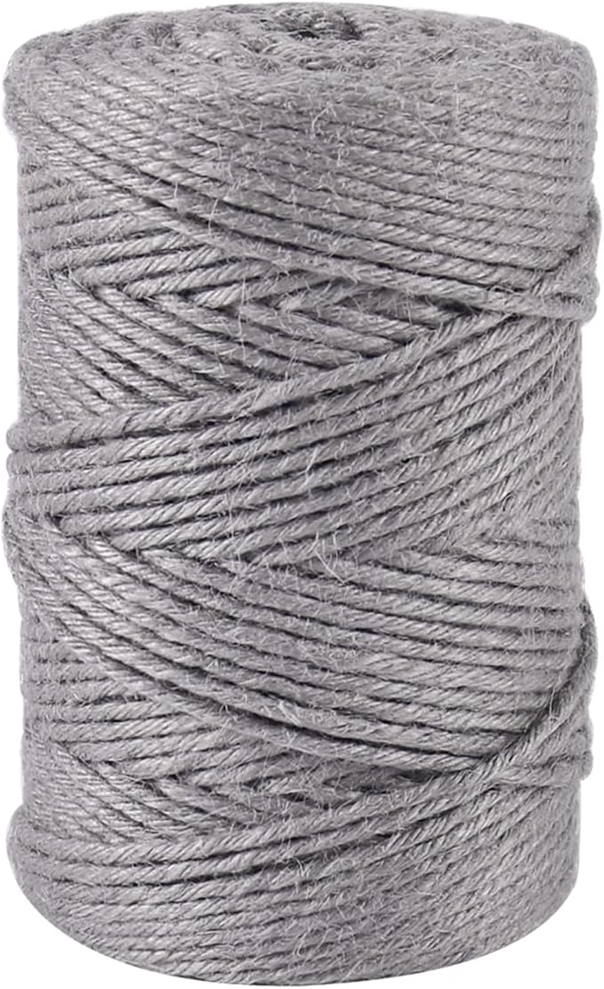 Vivifying 3mm Gray Twine, 328 Feet Strong Jute Rope for Garden, Wrapping, Crafts, Bundling and Decoration