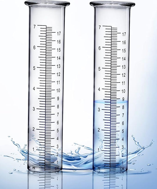 BIUWING Plastic rain Gauge Replacement Tube, 7'' Capacity rain gauges Tubes for Yard Garden Outdoor Home, Best Rated, No Frost Freeze Crack, Not Fragile (2 pcs)