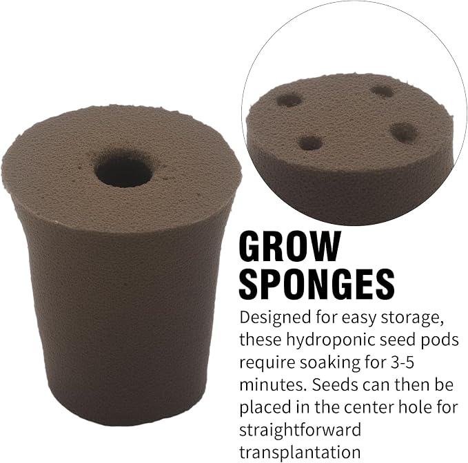 60Pack Grow Sponges, Seed Starter Plugs for Seeds and Cuttings, Suitable for Hydroponic Systems and Soil Cultivation for Indoor and Outdoor Plant Rooting Herbs Vegetables Cultivation Planting Sponges