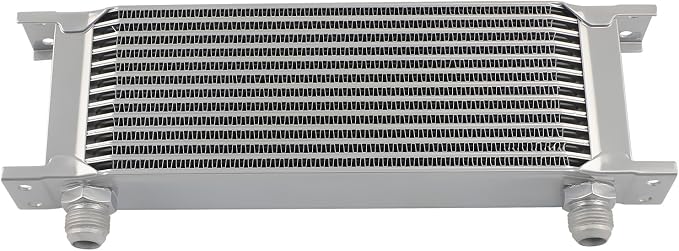 maXpeedingrods Universal 13 Row 10AN Transmission Engine Oil Cooler Kit, Radiator Oil Cooler Condenser, Stacked Plate Aluminium Alloy Black Engine Transmission, Silver