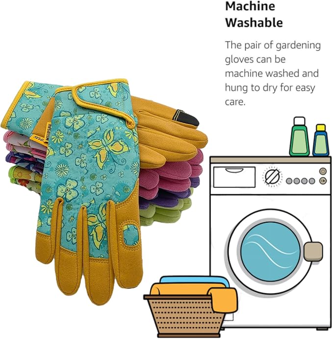 Gardening Gloves,Women Yard Work Garden Glove,Gifts | Thorn Proof,Puncture Resistant,Touchscreen,Gift,Leather,Spandex