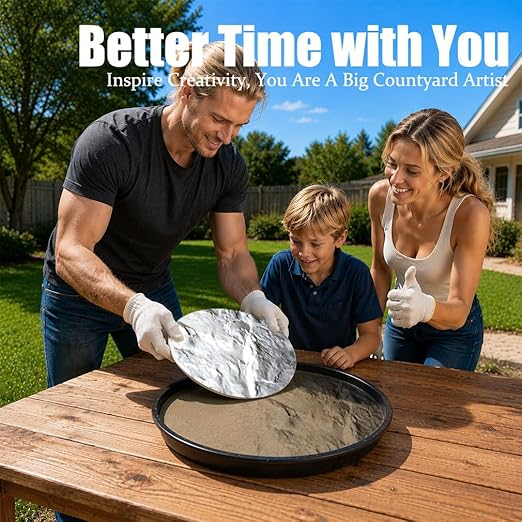 8PCS Stepping Stone & Flagstone Mold Set, Reusable 11.8inch Concrete Paver Molds + 2PCS Flexible Rock Texture Stamps, Garden Outdoor Walkway DIY Paving Craft Stones/Cement Not Included