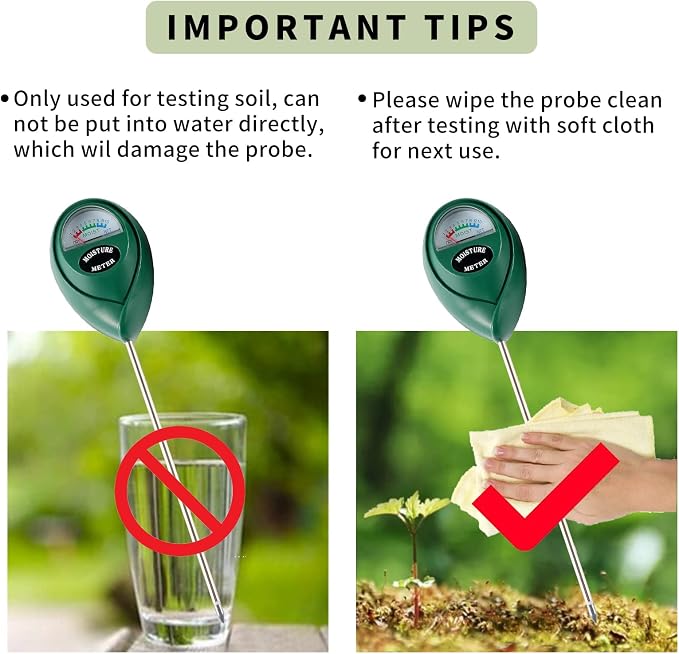Extended Long Probe Soil Moisture Meter, 2 Pack Plant Water Meter Soil Meter Moisture Sensor Hygrometer for Indoor Outdoor Plant Care,No Battery Needed(Green + Black)
