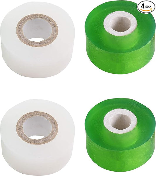 1.2inch Grafting Tape for Floral Fruit Trees Stretchable Garden Grafting Tape Plants Repair Tapes Poly Budding Tape Seedling Graft (White 2pcs +Green 2pcs)