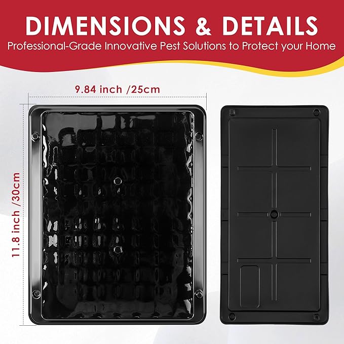 Qualirey 8 Pack Jumbo Rat & Mouse Glue Traps, 11.8 X 9.84 in Large Heavy Duty Mouse Traps Indoor for Home, Pre Scented Adhesive Plastic Tray with for Spider, Snake, Mice, Kids and Pet Safe (Black)