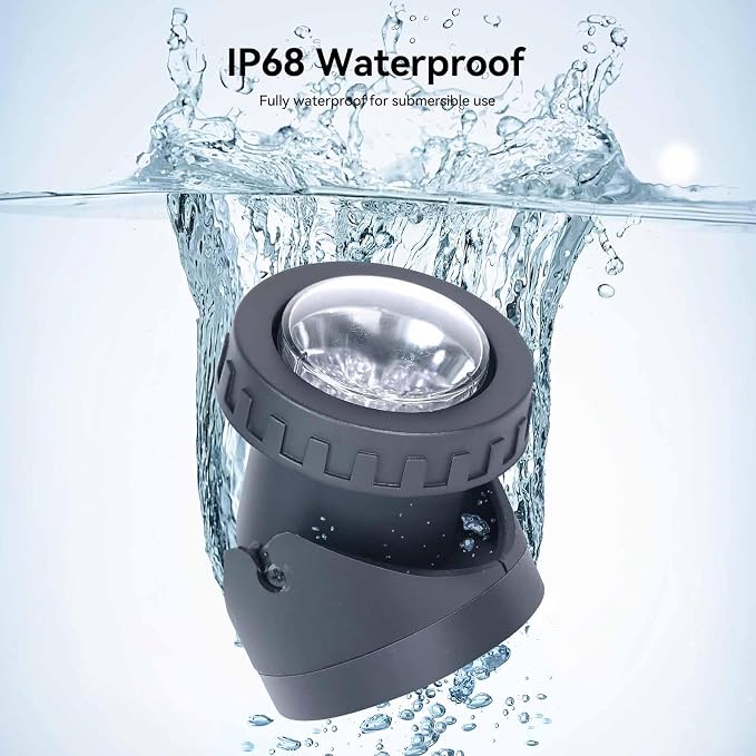 Colored Pond Lights with Timer, RGB Weighted Fountain Light IP68 Waterproof, Dimmable Outdoor Landscape Lights Fish Tank Pond Fountain Garden, 4 in Set