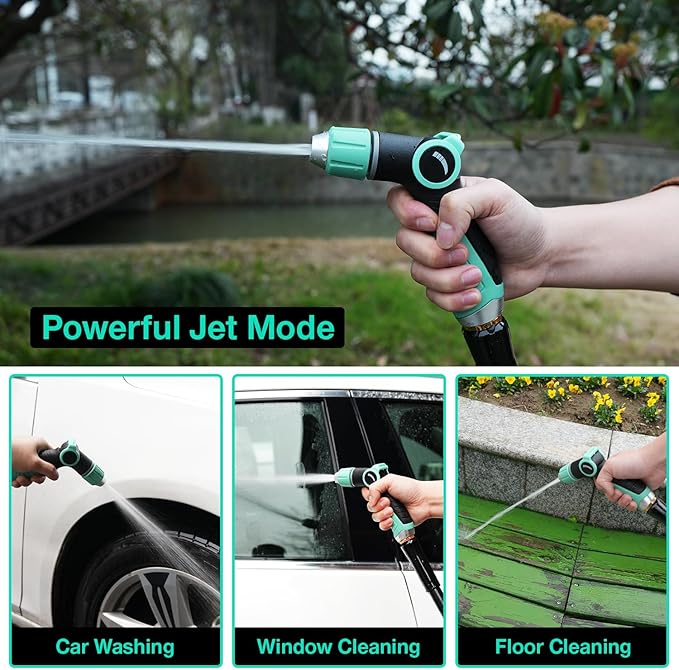 Besiter Garden Hose Nozzle Sprayer High Pressure Water Hose Nozzle with 4 Patterns with Adjustable Spray for Car Washing, Garden Watering, Patio Cleaning and Pets (Blue)