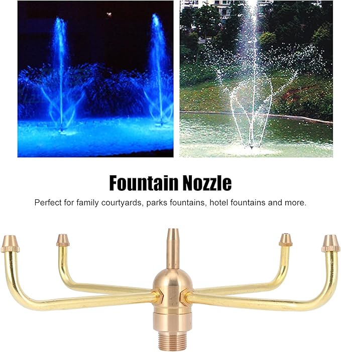 Water Fountain Nozzle,G1/2 Female Thread G3/4 Male Thread,4 Arm Rotate Water Fountain Nozzle Spray Head Sprinkler,Sprayer Fountain Nozzle for Garden, Ponds, Tabletop Fish Ponds