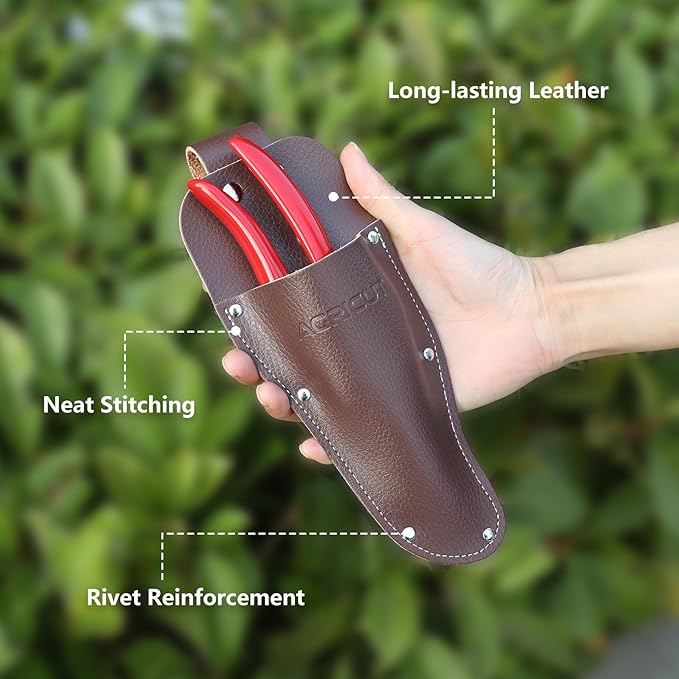 AGRICUT Pruning Shears, 7/8-Inch Cut Capacity Hand Clippers, Bypass Pruners, Gardening Scissors with Sharp Steel Blade (Aluminum Handle, High Carbon Steel PRO with Sheath)