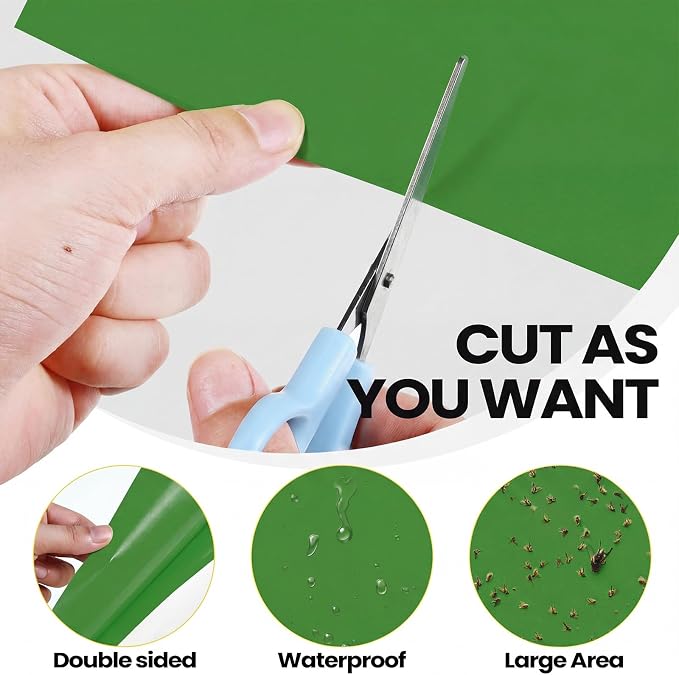 Qualirey 150 Pcs Green 6 x 8 Inch Sticky Traps for Gnats Dual Sided Fruit Fly Sticky Traps for Indoor and Outdoor Plant with Twist Ties and Plastic Holders for Fungus Gnats, Bug, Flying Insect