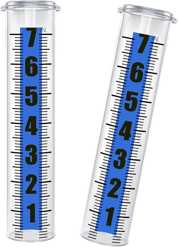 2P Plastic Rain Gauge Replacement Tube, 7" Capacity Rain Gauge Outdoor Freeze Proof with Accurate Rainfall Measurement and Crack Resistant for Home, Garden, Yard