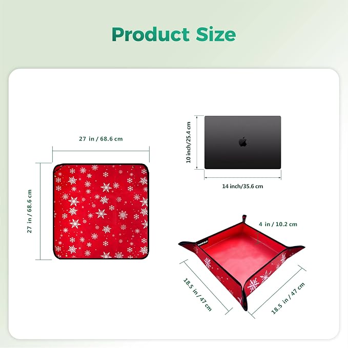 Plant Transplanting Mat - Thickened Waterproof Potting Mat, Succulent Gardening Mat, Portable Repotting Mat for Mess Control, Indoor Outdoor Use (PVC-Red Snowflake 27 x 27)