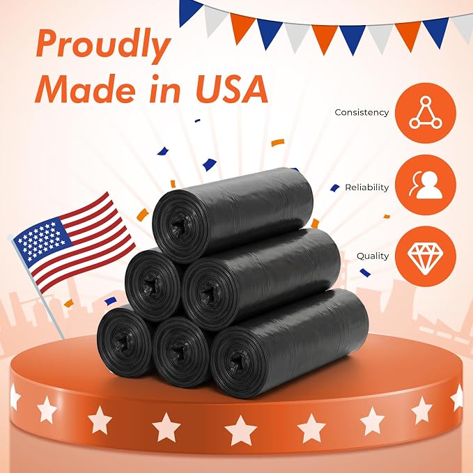 Delxo 40-45 Gallon Trash Bags, 125 Count, 40×48'' Large Black Garbage Bags – Light-to-Medium Duty Star-Seal Can Liners for Home, Kitchen, Yard & Office – Bulk Value Pack, Made in USA