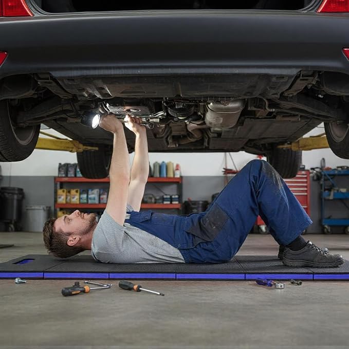 Kifmurase 1" Foldable Thick Kneeling Pad, 5 Fold Comfortable EVA Foam Knee Pads, Waterproof Mechanic Kneeling Pad with Handle, High-Density Cushion Mat for Gardening, Workout, Exercise, Mechanic