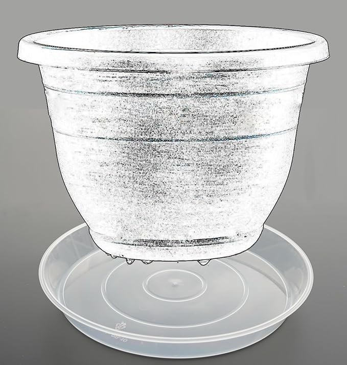 LWALRS Plant Saucer Tray 12 inch, 6 Pack Plastic Plant Trays Saucers for Indoors Outdoor, Heavy Duty Drainage Drip Water Trays for Planter Pots Flower, Round Pebble Tray, Pots Base (12", Clear)