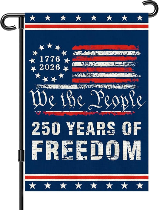250 Anniversary Usa Garden Flags for Outside, 250 Anniversary USA Flag 1776-2026 Commemorative Patriotic 250 Year of Freedom Banner Yard Sign 4th of July Decorations Double-Sided Waterproof Flag with Stars Stripes 250 Year American Flag 12x18 Inch