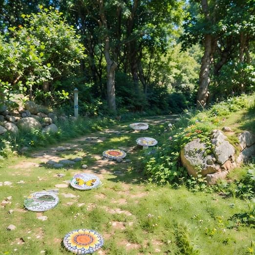 Sunflower Stepping Stones Outdoor Garden - Garden Stepping Stones Pavers for Outside Walkway Garden Stones Garden Stepping Stones Outdoor Decorative Stone for Garden 10 * 10 * 0.75 Inch