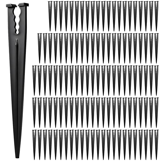100 Pieces 1/4 Inch Drip Irrigation Support Stakes, 5.6-Inch Long Plastic 1/4'' Heavy-Duty Tubing Holder Stakes for Irrigation Hose/Emitter Support Garden Greenhouse Drip Supplies