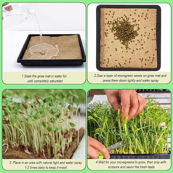 1 Roll 10" x 220" Microgreens Growing Trays Jute Mat Kits, Hydroponic Planting Mat & Seed Germination Pad for Wheatgrass, Bean Sprouts, Hydroponic Seed Growing | Works with Growing Trays