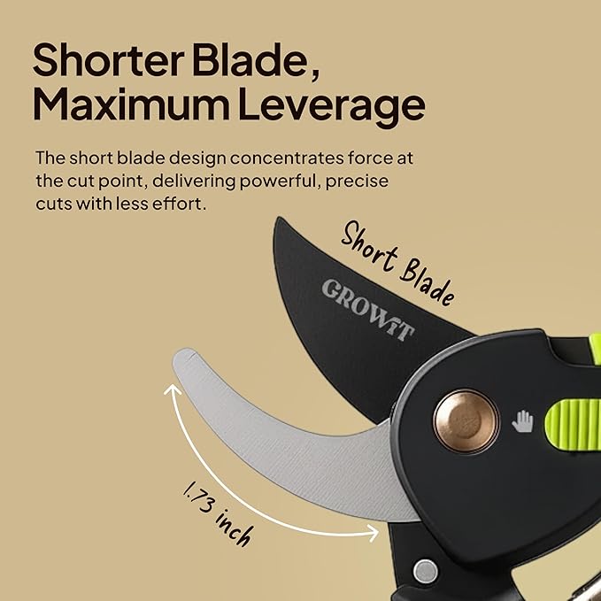 Bypass Pruning Shears, Garden Clippers - Cuts 3x Easier, Ideal for Seniors, Bonsai Cutters