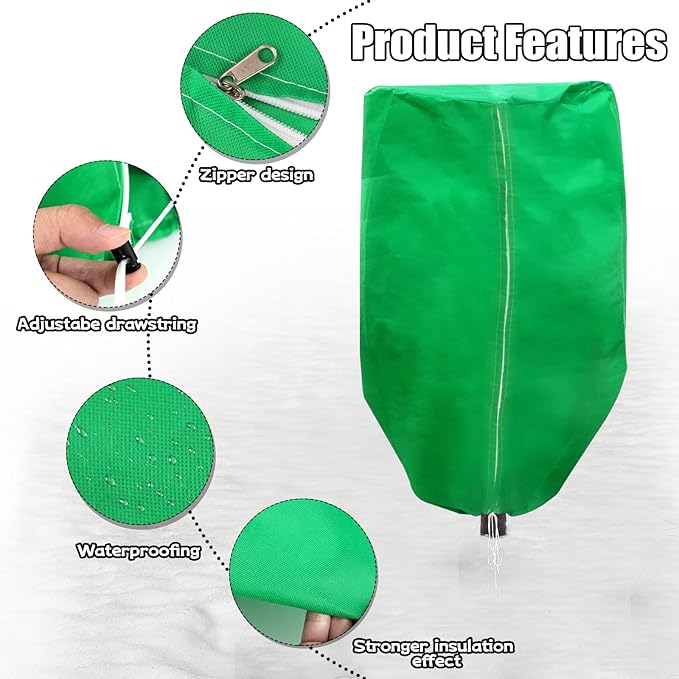 ERTIUANIO Plant Covers Freeze Protection 4 Packs 47" x32" Winter Rounded Top Frost Cloth Plant Covers Freeze Protection for Outdoor Plants with Zipper and Drawstring
