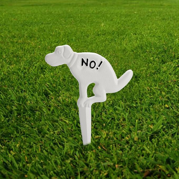 JUXYES Pack of 2 Cast Iron No Pooping Yard Sign Stake, No Dog Allowed Poop Spike Garden Hose Guides Decorative Stake for Garden Lawn Yard