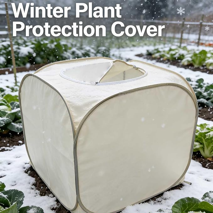 2 Pack Plant Freeze Protection Covers, Winter Shrub Frost Protection Covers for Plants in Winter Warm Plant Tent Protecting Fruit Potted Plants Tree from Freezing Animals Eating (23x23x23in)