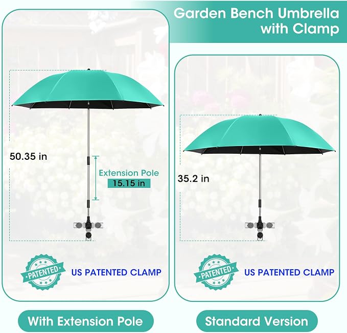 2-in-1 Garden Kneeler with Umbrella, Garden Kneeling Bench & Aqua Umbrella, Portable Garden Stool Loads Capacity 330lb and Garden Tools Bag with bottle holder, Gardening Gifts for Women,Men,Seniors