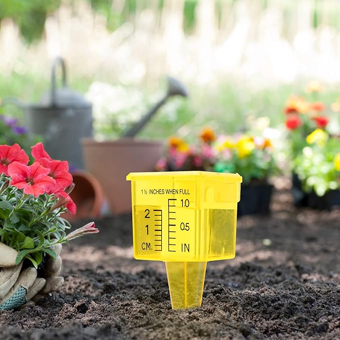 10&15&20P Rain Gauge Outdoor, 1.5" Sprinkler Gauge Lawn Water Gauge for Rain with Wide Mouth Water Measuring Tool for Yard Garden Lawn Decor (20, Yellow)