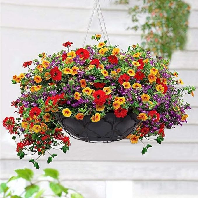 Non-Woven Fabric Plant Grow Bags Replacement Coco Liner Window Basket,Trough Shaped Wall and Deck Mount Planters,Round Hanging Basket (2Pack, 12IN)