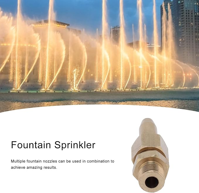 1/4 Brass Adjustable Fountain Nozzle, 360° Swivel Spray Head with Built in Valve, Water Feature and Pond Jet Sprinkler for Garden Pool Patio Decoration (1 point 1/8)