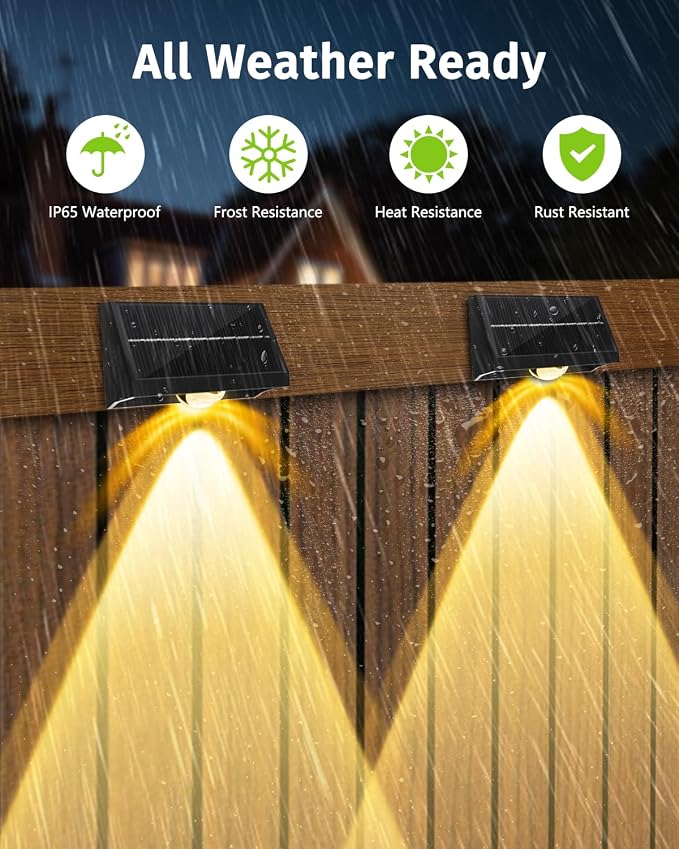 Solar Fence Lights Outdoor Waterproof High Brightness LED Spot Lens Deck Lights 7 Mode Warm & Cool White RGB Solar Powered Wall Light Decor for Christmas Outside Patio Step Backyard Rail - 12 Pack