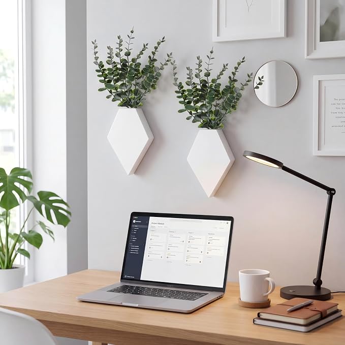 Chunful 2 Pcs Wooden Wall Planter Decor Hanging Fake Plants Greenery Flowers Holder Vase Boxes for Wall Bohemian Farmhouse Room Kitchen Office Indoor Decoration(White,7.1 x 4.7 x 1.2 Inches)