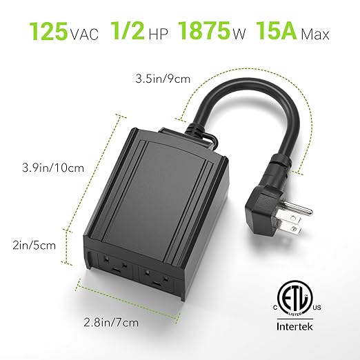 BN-LINK 24 Hour Heavy Duty Mechanical Timer, Outdoor Timer Outlet Waterproof with 30 Minutes Intervals, 2 Grounded Outlets for Christmas Lights Pool Pump,15A 1/2HP, ETL Listed（4 Pack）
