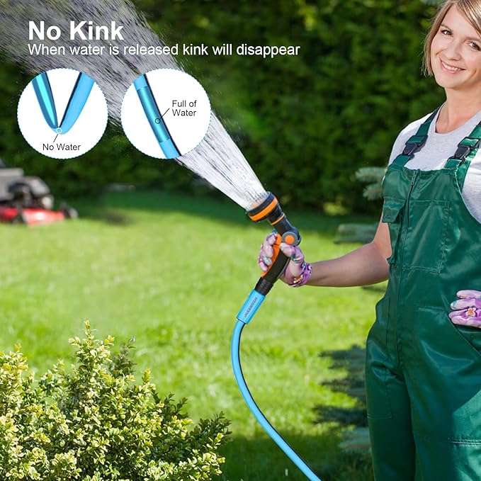 Garden Hose 5/8" 50FT Pro, Heavy Duty 450B.P Water Hose Lawn & Garden Watering Equipment 3/4" Solid Brass Fittings