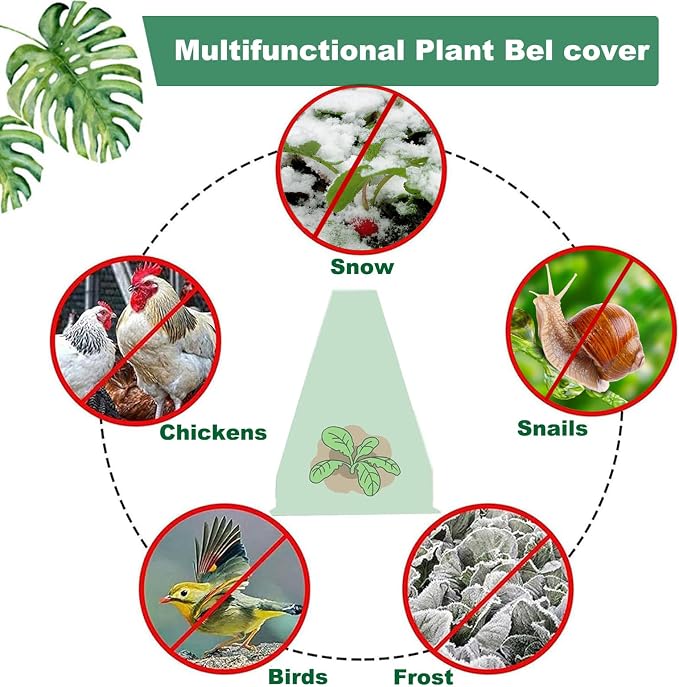 Fshow Garden Cloches,20 Pack Reusable Plant Bell Cover,Bell Jar Cloches for Protection Against Sun, Frost, Snails Etc. (Dark Green)