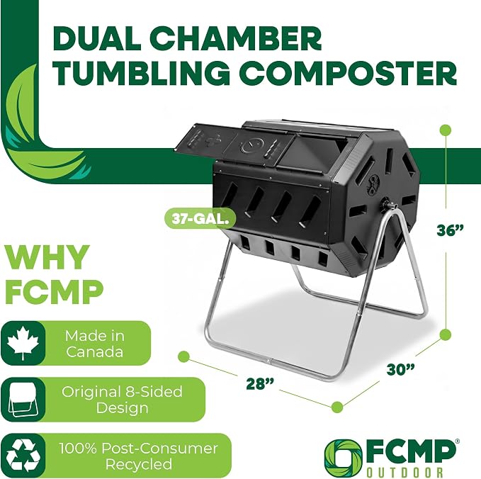 FCMP Outdoor IM4000 Dual Chamber Tumbling Composter (Black)