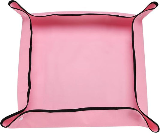 HARFINGTON Repotting Mat 19.7" x 19.7" Oxford Cloth Waterproof Plant Repotting Mat Foldable Portable Gardening Potting Tray with Plastic Buckle for Indoor Plant Change Soil, Pink