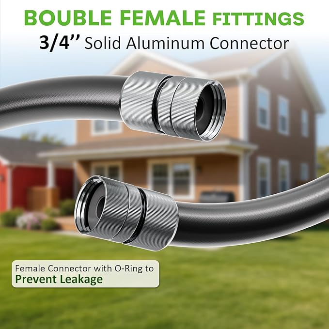 SPECILITE Garden Hose 5 ft x 5/8 in, Custom-Length Water Pipe, Heavy Duty & Flexible Hybrid Rubber Hoses, No Kink, with 3/4'' Double Female Fittings, Burst 600 PSI, for Yard, Car Wash, Farm, Reels