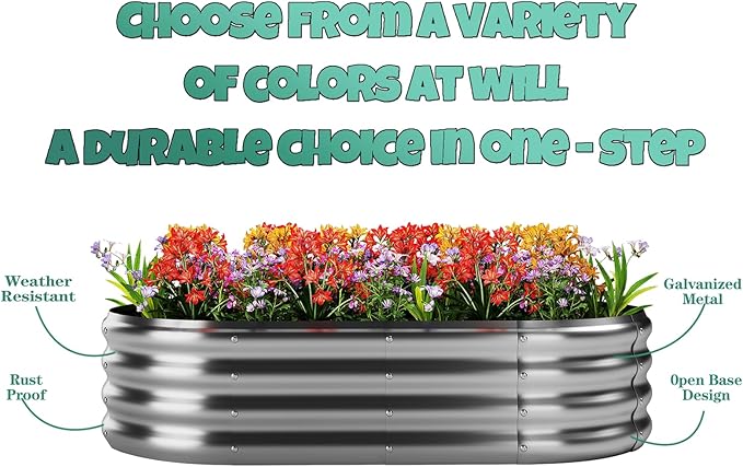 ZFHgarden Galvanized Metal Planter Raised Garden Bed Kit for Gardening Outdoor Garden Box Raised Flower Bed 2PC Green 3X3X1FT